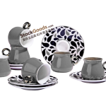 Grey Porcelain Turkish Coffee Cup & Saucer Set